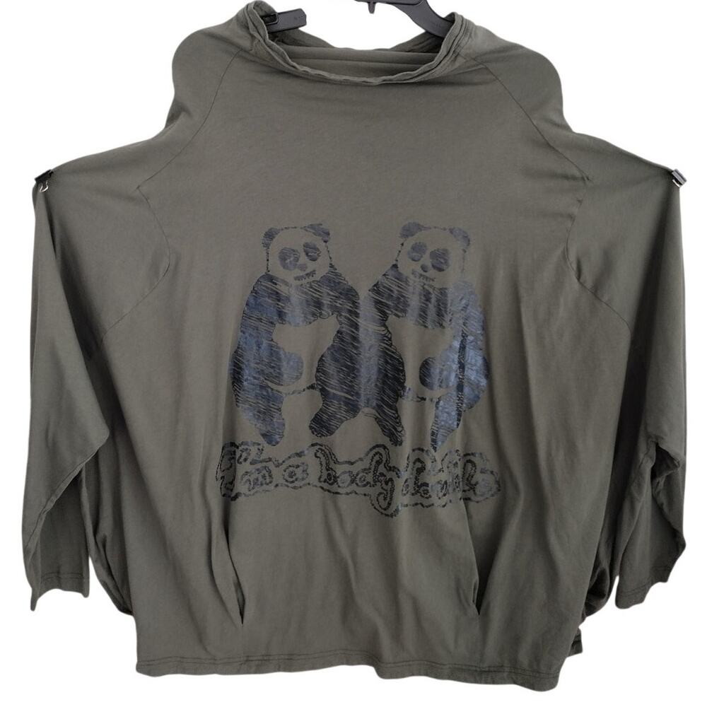Studio Rundholz Oversized Army Green Panda Graphic Tunic Top/Dress Women Medium